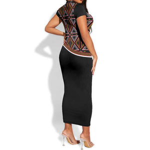 Personalized Bamenda African Short Sleeve Bodycon Dress Atoghu Cameroon Print DT02