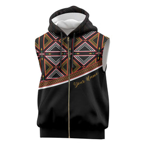 Personalized Bamenda African Sleeveless Zip Hoodie Atoghu Cameroon Print - African Pride