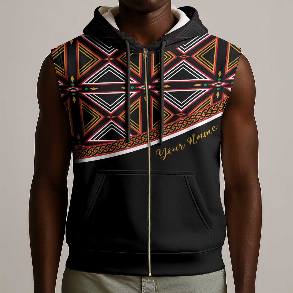 Personalized Bamenda African Sleeveless Zip Hoodie Atoghu Cameroon Print - African Pride
