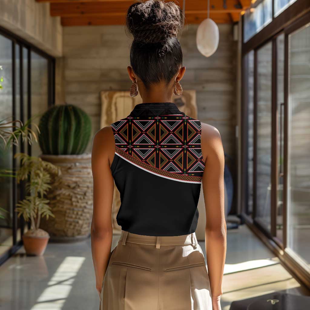 Personalized Bamenda African Women Sleeveless Polo Shirt Atoghu Cameroon Print