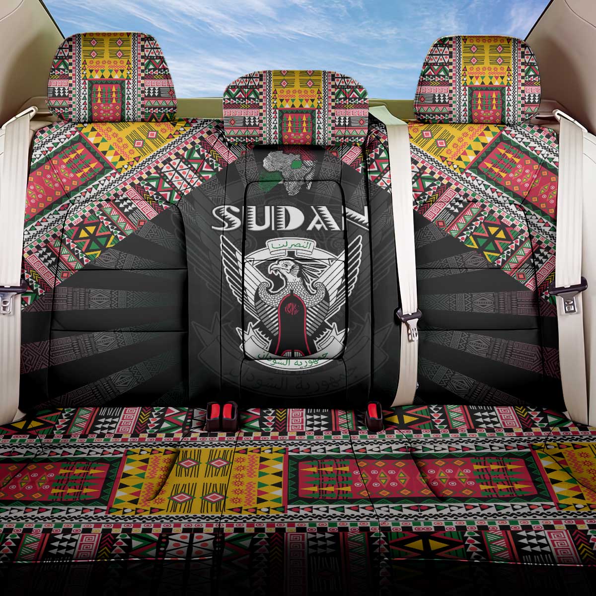 Sudan Roots Back Car Seat Cover African Pride in Fingerprint and Tribal Colors