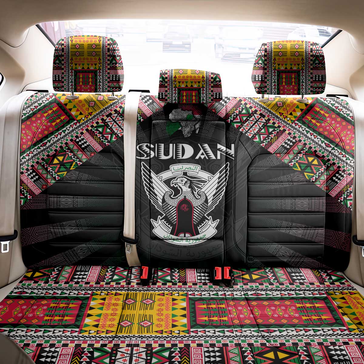Sudan Roots Back Car Seat Cover African Pride in Fingerprint and Tribal Colors