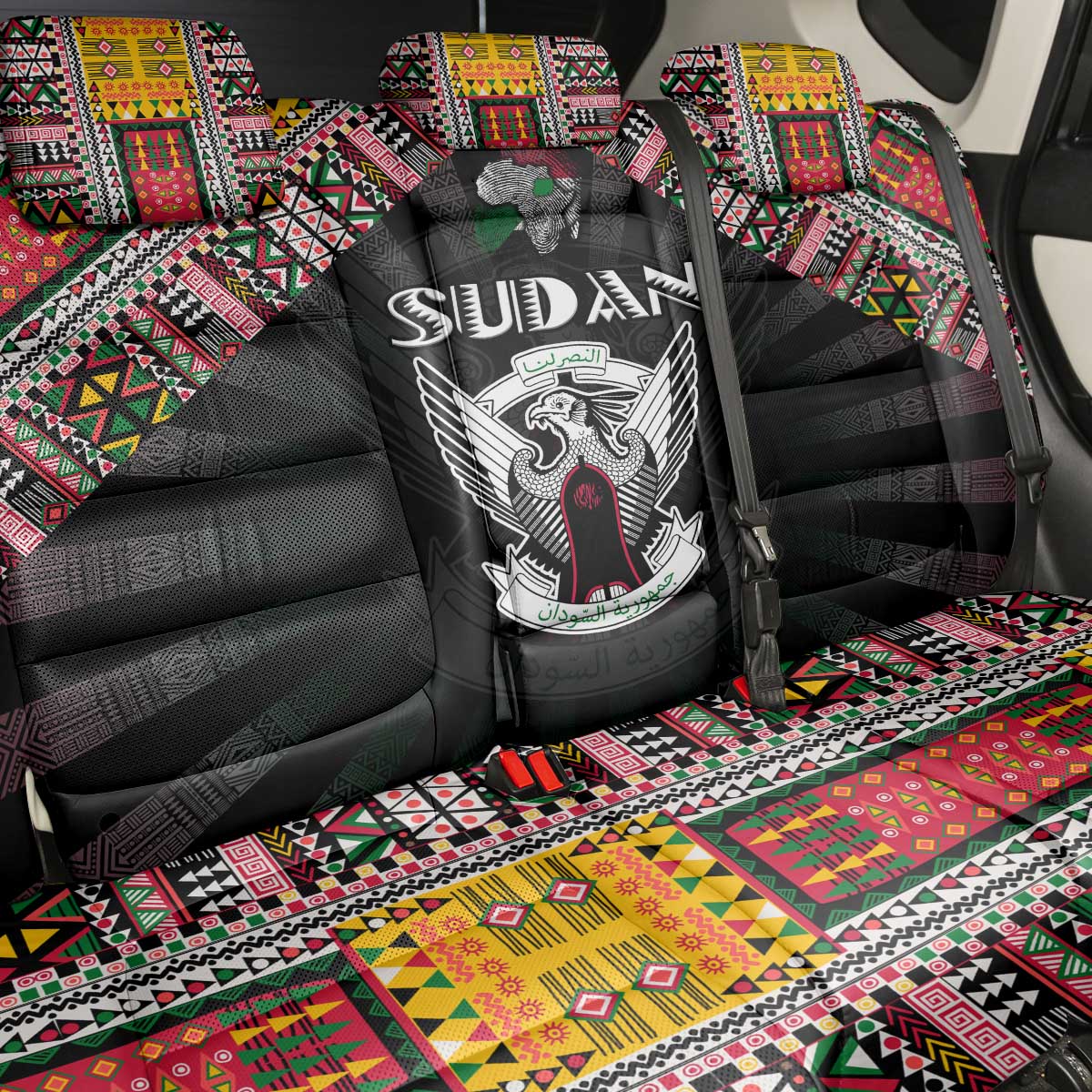 Sudan Roots Back Car Seat Cover African Pride in Fingerprint and Tribal Colors