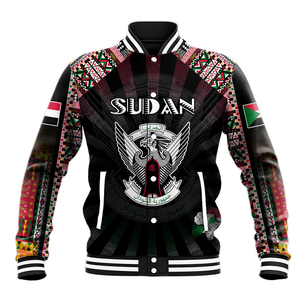 Personalized Sudan Roots Baseball Jacket African Pride in Fingerprint and Tribal Colors