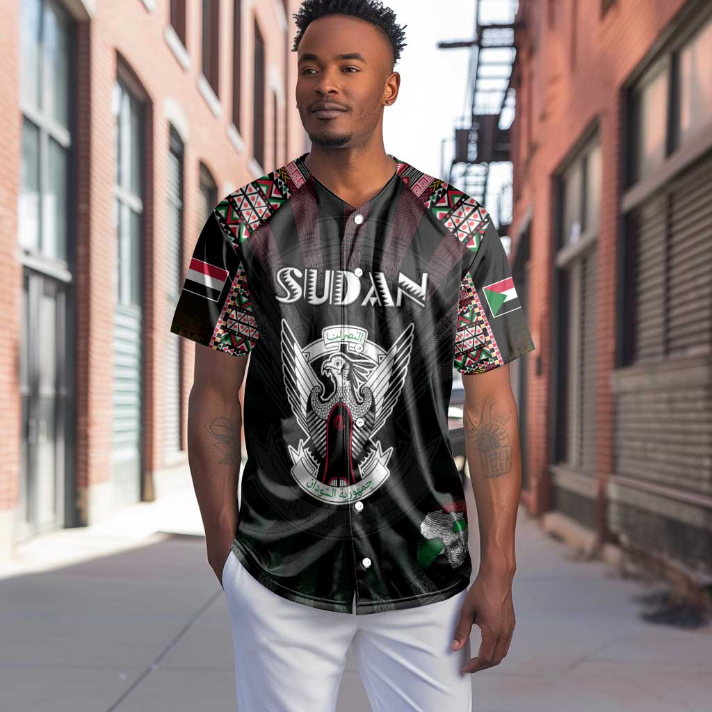 Personalized Sudan Roots Baseball Jersey African Pride in Fingerprint and Tribal Colors