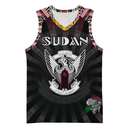 Personalized Sudan Roots Basketball Jersey African Pride in Fingerprint and Tribal Colors - African Pride