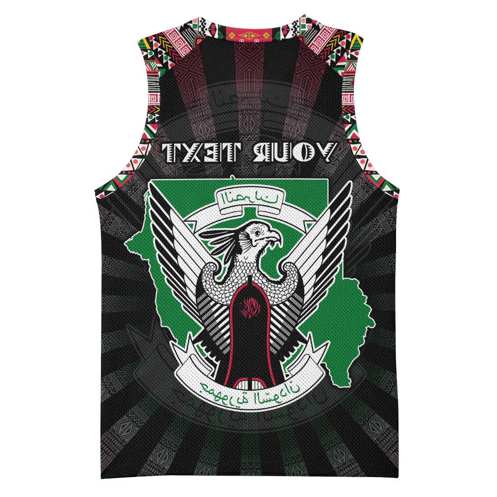 Personalized Sudan Roots Basketball Jersey African Pride in Fingerprint and Tribal Colors - African Pride