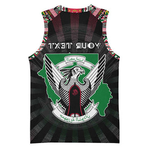 Personalized Sudan Roots Basketball Jersey African Pride in Fingerprint and Tribal Colors - African Pride