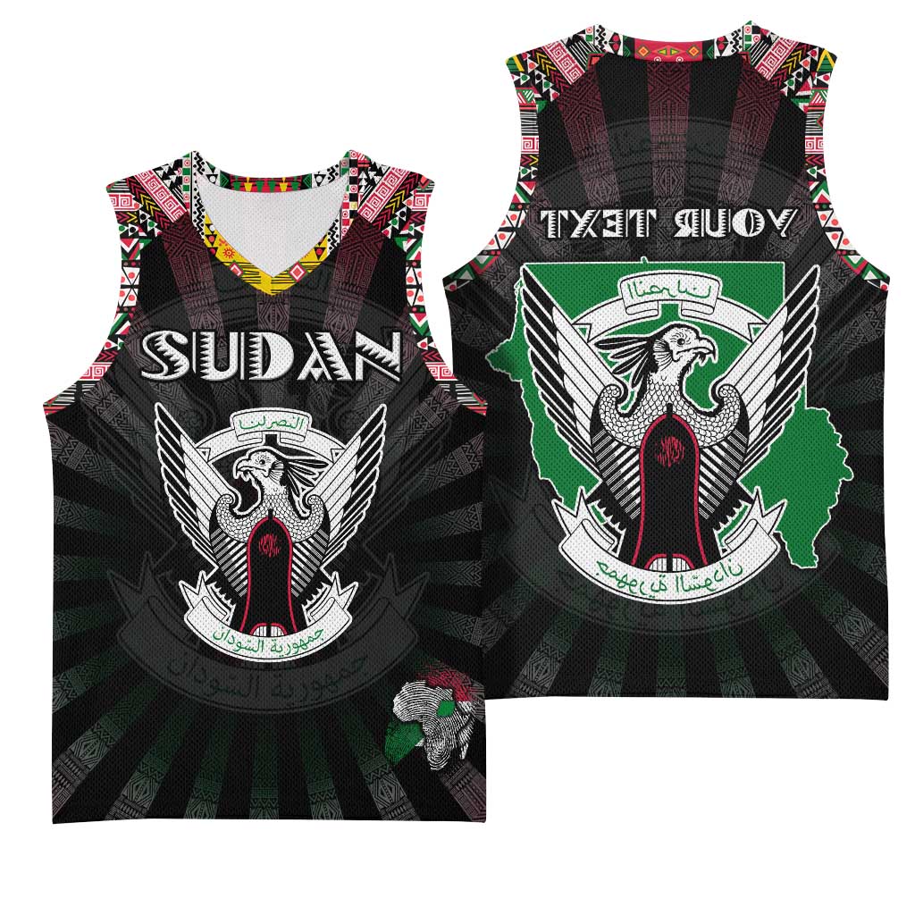 Personalized Sudan Roots Basketball Jersey African Pride in Fingerprint and Tribal Colors - African Pride