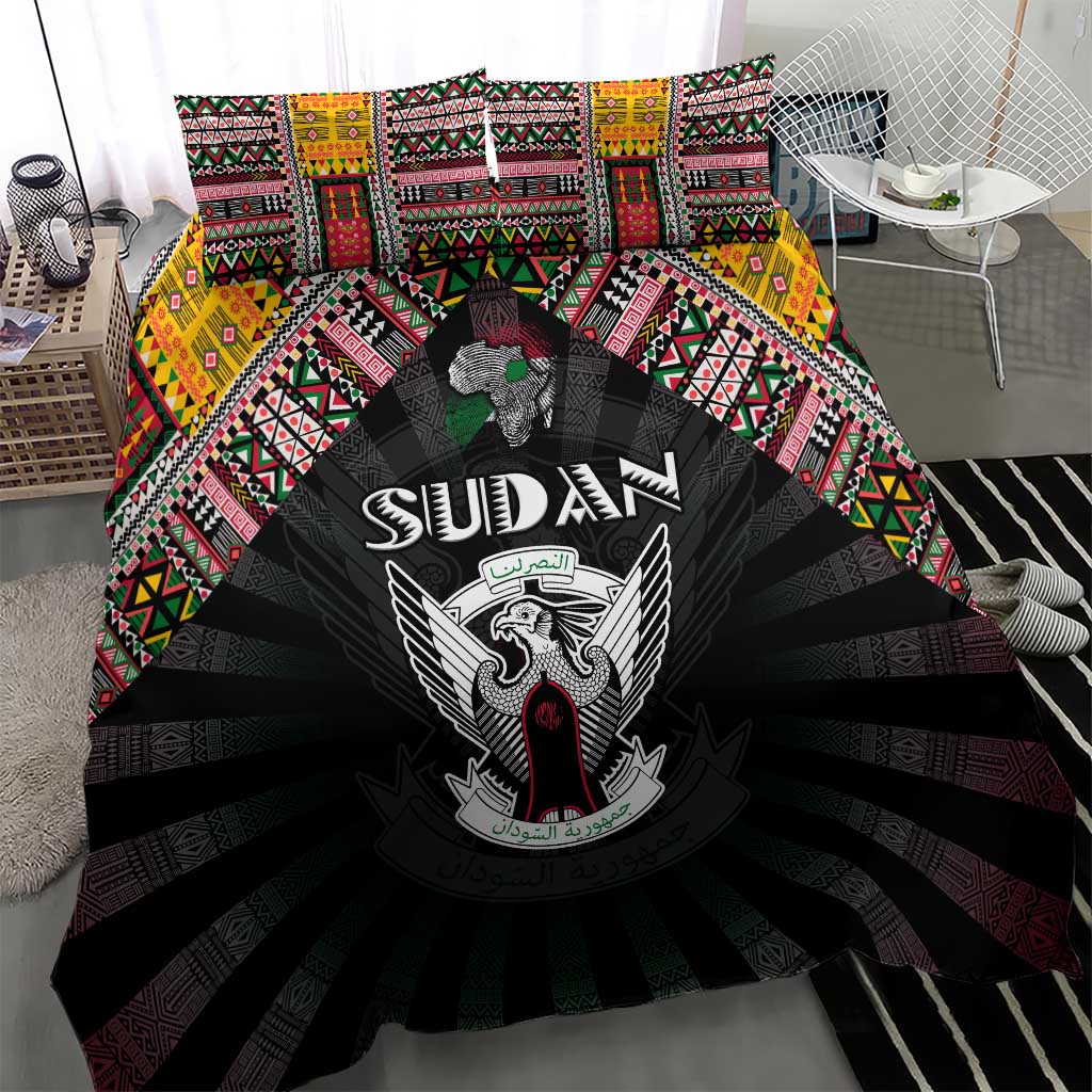 Sudan Roots Bedding Set African Pride in Fingerprint and Tribal Colors
