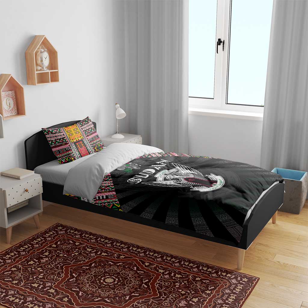 Sudan Roots Bedding Set African Pride in Fingerprint and Tribal Colors