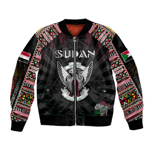 Personalized Sudan Roots Bomber Jacket African Pride in Fingerprint and Tribal Colors