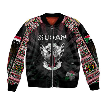 Personalized Sudan Roots Bomber Jacket African Pride in Fingerprint and Tribal Colors