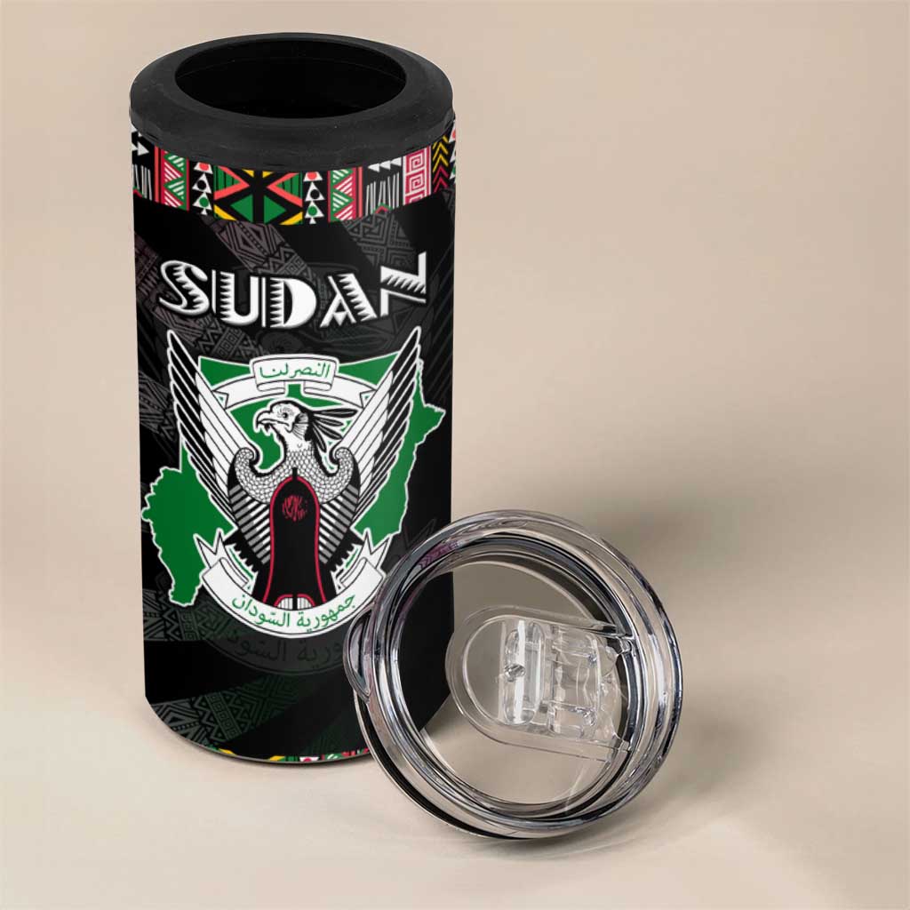 Sudan Roots 4 in 1 Can Cooler Tumbler African Pride in Fingerprint and Tribal Colors