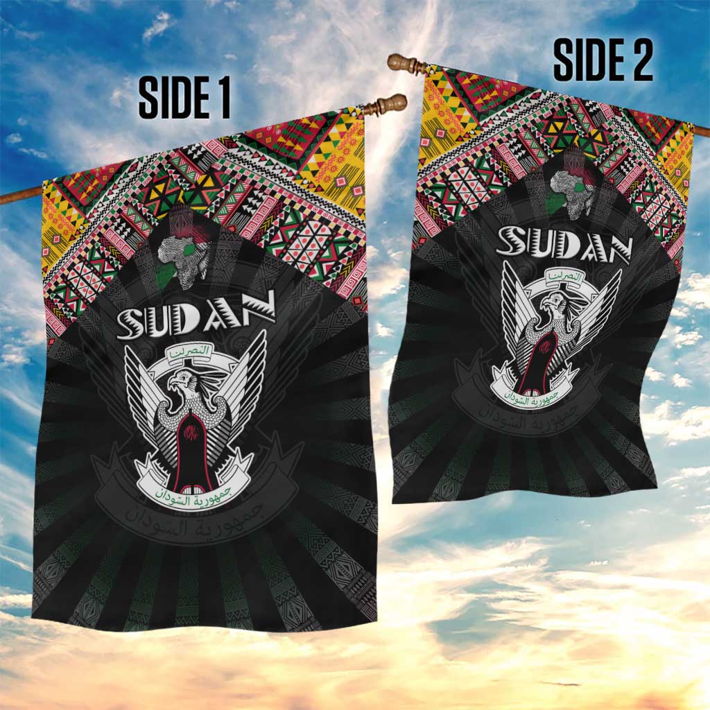 Sudan Roots Garden Flag African Pride in Fingerprint and Tribal Colors