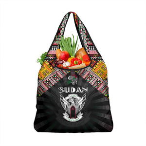 Sudan Roots Grocery Bag African Pride in Fingerprint and Tribal Colors