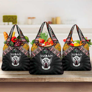 Sudan Roots Grocery Bag African Pride in Fingerprint and Tribal Colors
