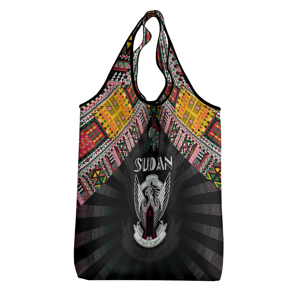 Sudan Roots Grocery Bag African Pride in Fingerprint and Tribal Colors