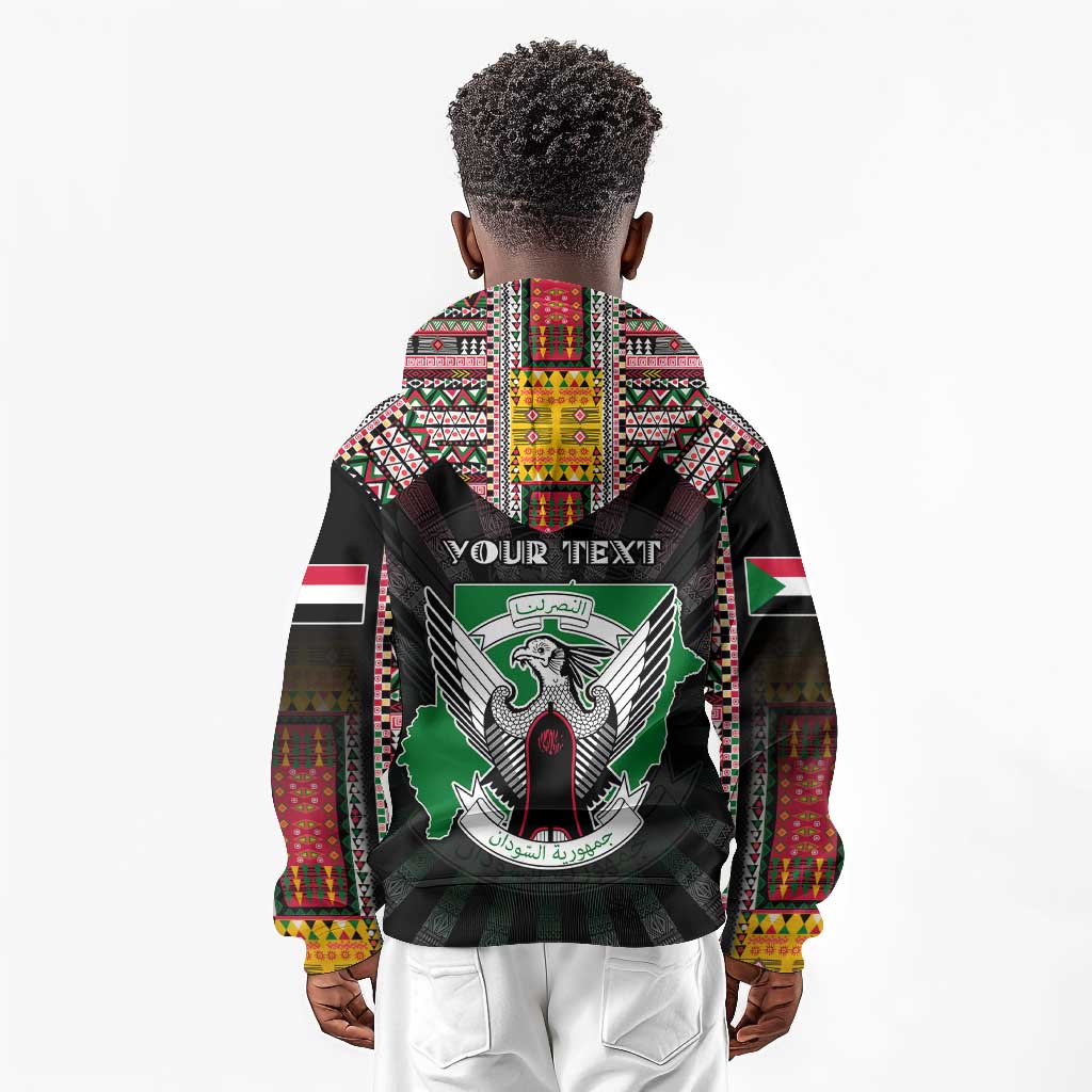 Personalized Sudan Roots Kid Hoodie African Pride in Fingerprint and Tribal Colors