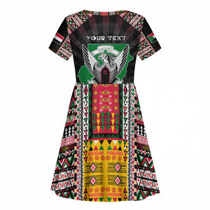 Personalized Sudan Roots Kid Short Sleeve Dress African Pride in Fingerprint and Tribal Colors