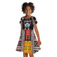 Personalized Sudan Roots Kid Short Sleeve Dress African Pride in Fingerprint and Tribal Colors