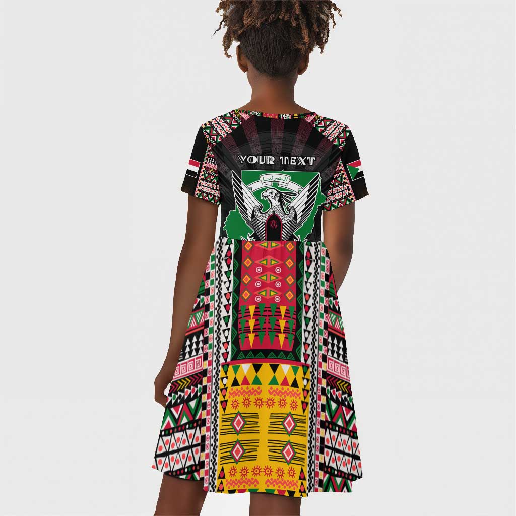 Personalized Sudan Roots Kid Short Sleeve Dress African Pride in Fingerprint and Tribal Colors