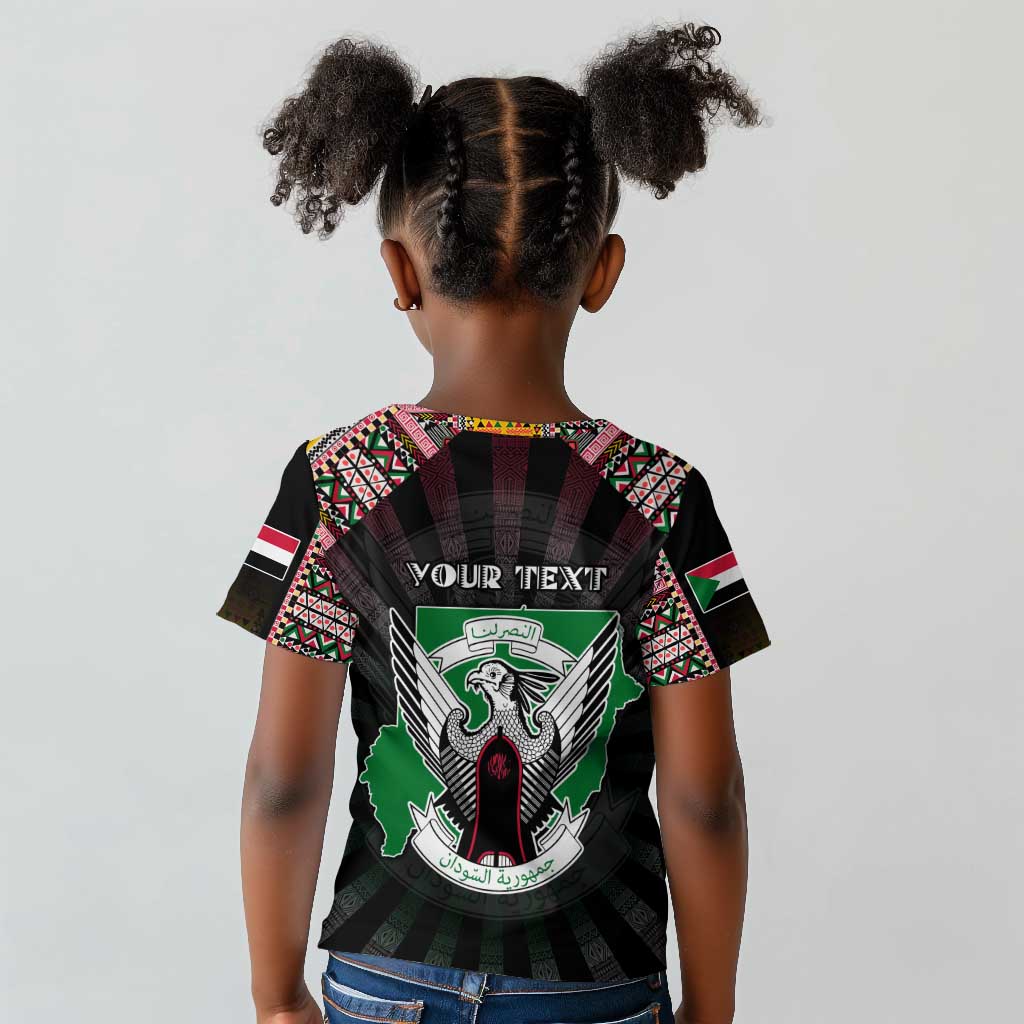 Personalized Sudan Roots Kid T shirt African Pride in Fingerprint and Tribal Colors