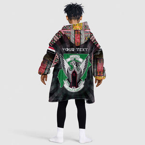Personalized Sudan Roots Kid Wearable Blanket Hoodie African Pride in Fingerprint and Tribal Colors
