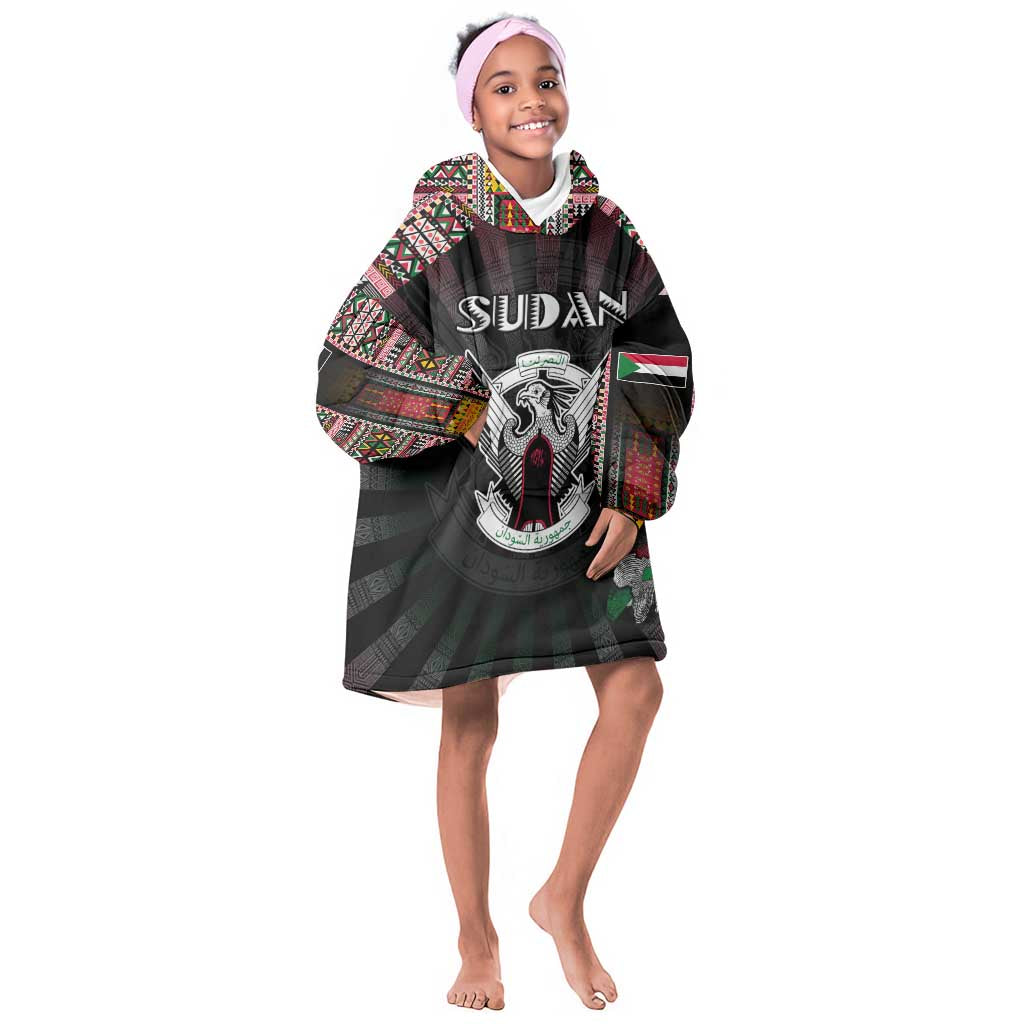 Personalized Sudan Roots Kid Wearable Blanket Hoodie African Pride in Fingerprint and Tribal Colors