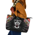 Sudan Roots Leather Tote Bag African Pride in Fingerprint and Tribal Colors