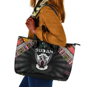 Sudan Roots Leather Tote Bag African Pride in Fingerprint and Tribal Colors