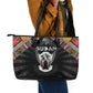 Sudan Roots Leather Tote Bag African Pride in Fingerprint and Tribal Colors