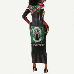 Personalized Sudan Roots Long Sleeve Bodycon Dress African Pride in Fingerprint and Tribal Colors