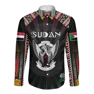 Personalized Sudan Roots Long Sleeve Button Shirt African Pride in Fingerprint and Tribal Colors