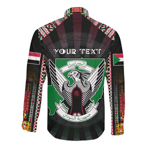 Personalized Sudan Roots Long Sleeve Button Shirt African Pride in Fingerprint and Tribal Colors