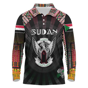 Personalized Sudan Roots Long Sleeve Polo Shirt African Pride in Fingerprint and Tribal Colors