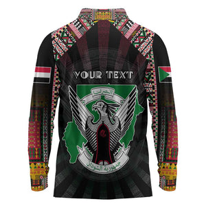 Personalized Sudan Roots Long Sleeve Polo Shirt African Pride in Fingerprint and Tribal Colors