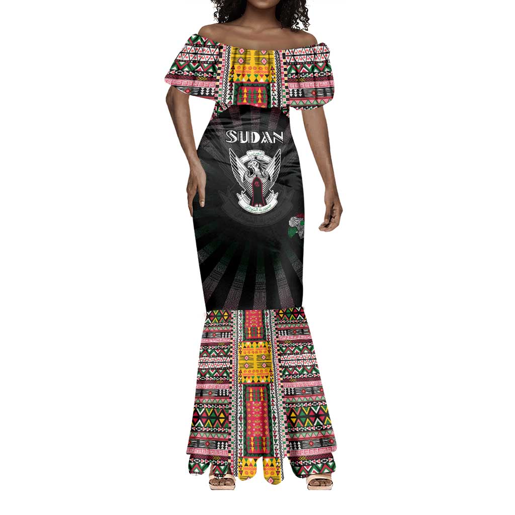 Personalized Sudan Roots Mermaid Dress African Pride in Fingerprint and Tribal Colors