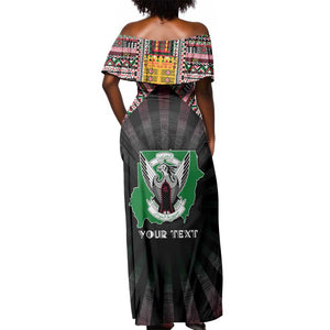 Personalized Sudan Roots Off Shoulder Maxi Dress African Pride in Fingerprint and Tribal Colors