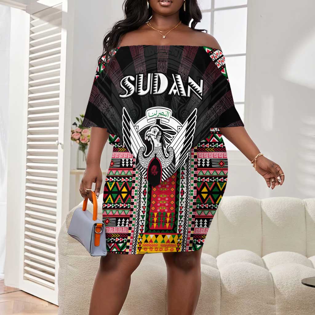 Personalized Sudan Roots Off Shoulder Short Dress African Pride in Fingerprint and Tribal Colors