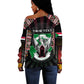 Personalized Sudan Roots Off Shoulder Sweater African Pride in Fingerprint and Tribal Colors