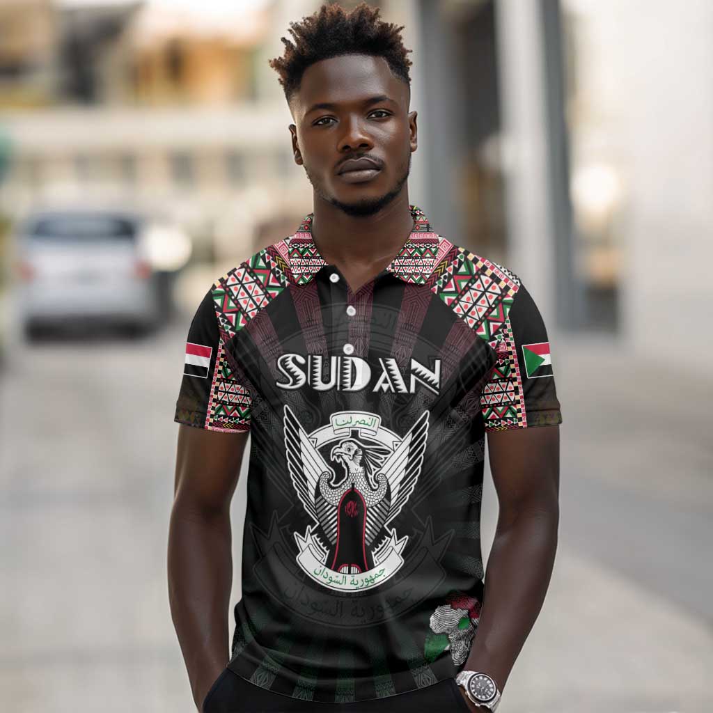 Personalized Sudan Roots Polo Shirt African Pride in Fingerprint and Tribal Colors