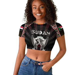 Personalized Sudan Roots Raglan Cropped T shirt African Pride in Fingerprint and Tribal Colors