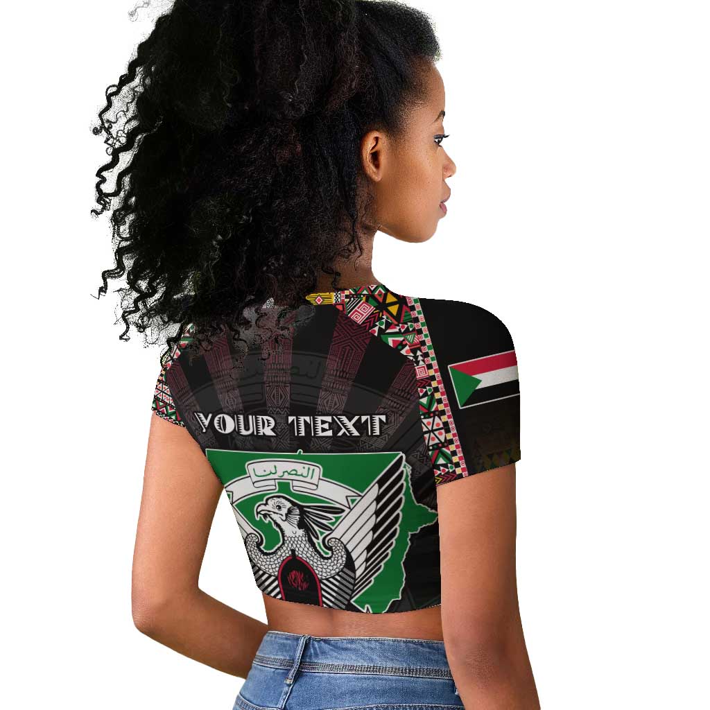 Personalized Sudan Roots Raglan Cropped T shirt African Pride in Fingerprint and Tribal Colors