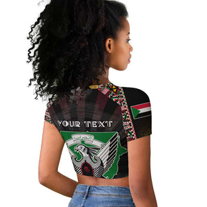 Personalized Sudan Roots Raglan Cropped T shirt African Pride in Fingerprint and Tribal Colors