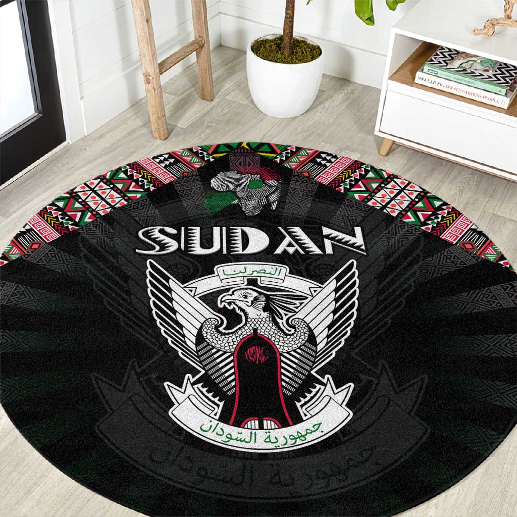Sudan Roots Round Carpet African Pride in Fingerprint and Tribal Colors