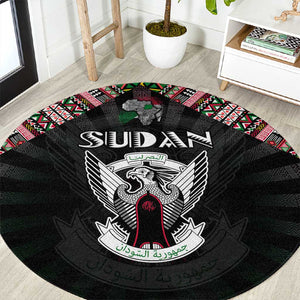 Sudan Roots Round Carpet African Pride in Fingerprint and Tribal Colors