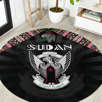 Sudan Roots Round Carpet African Pride in Fingerprint and Tribal Colors