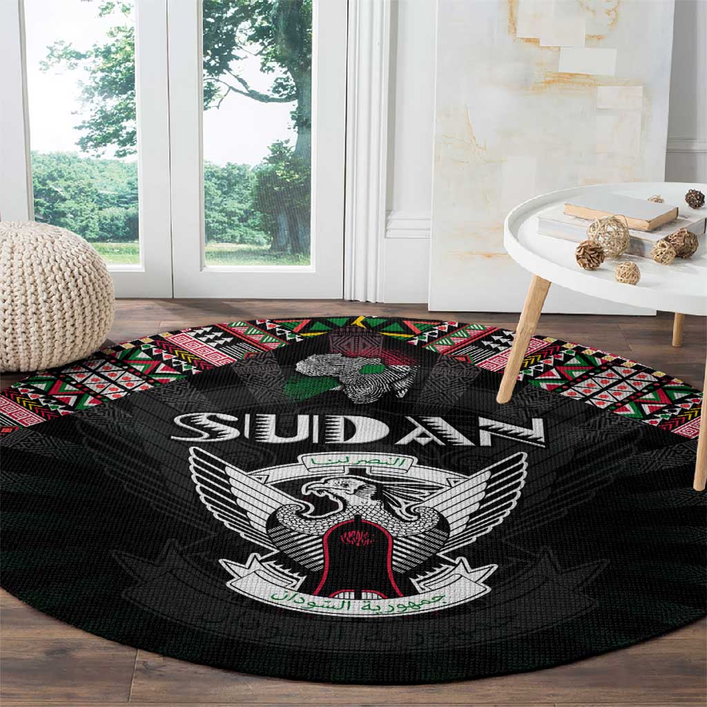 Sudan Roots Round Carpet African Pride in Fingerprint and Tribal Colors