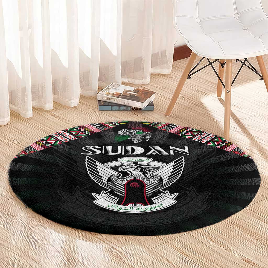 Sudan Roots Round Carpet African Pride in Fingerprint and Tribal Colors